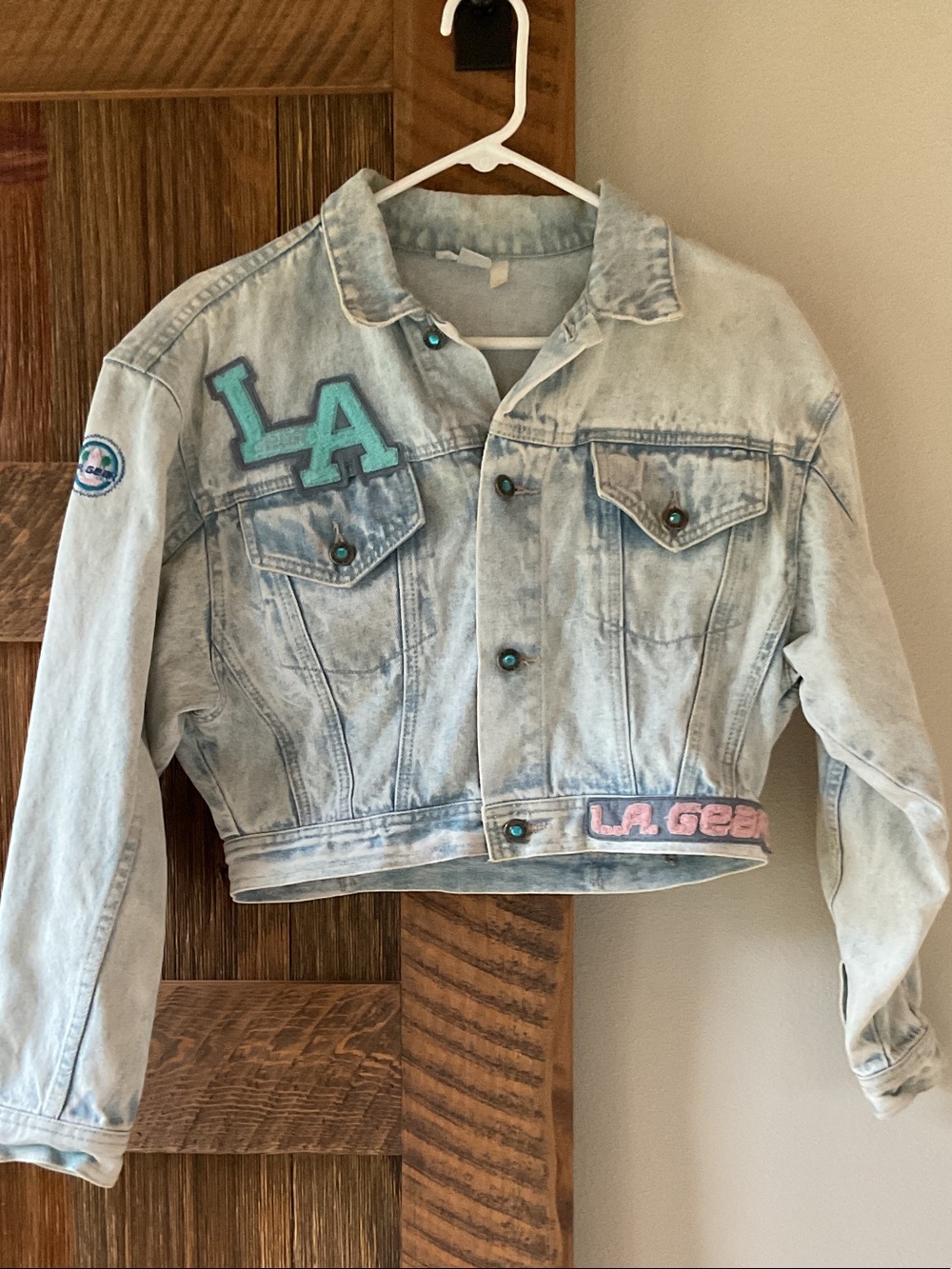 Vintage L.A. Gear University crop denim jacket